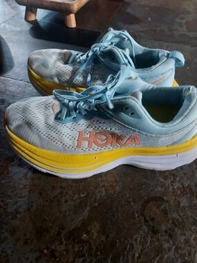 HOKA Bondi Light Blue & Yellow Running Shoes